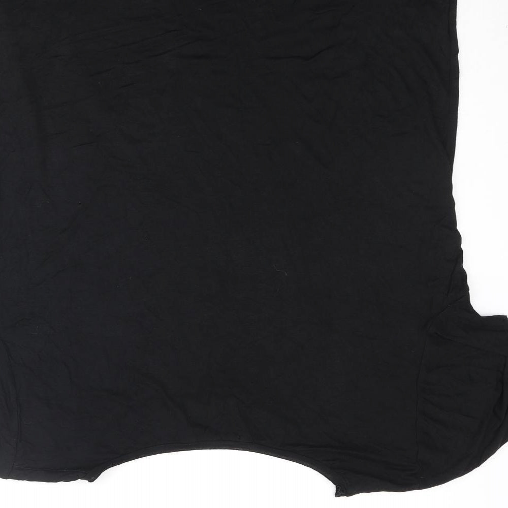 Capture Womens Black Viscose Basic T-Shirt Size M Round Neck - Fast Food Front Print