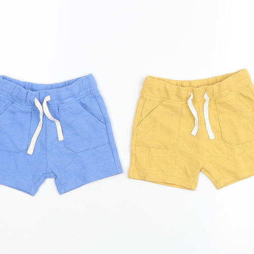 Marks and Spencer Boys Multicoloured Cotton Cropped Trousers Size 3-6 Months Drawstring