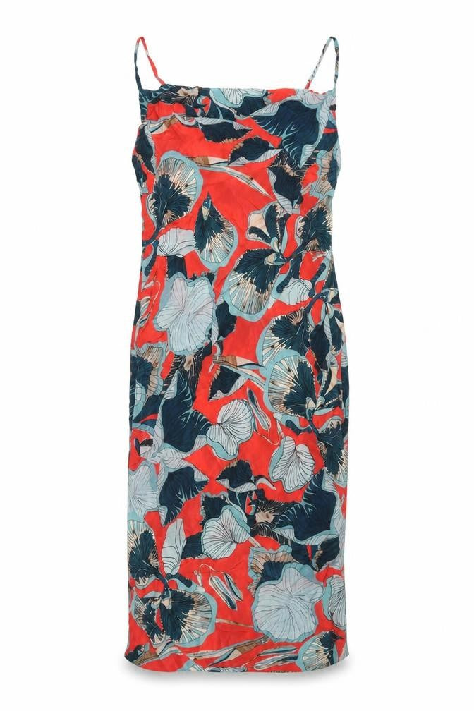 Blink Womens Red Geometric Viscose Slip Dress Size S Cowl Neck Pullover