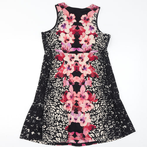 H&M Womens Black Floral Polyester Tank Dress Size M Round Neck Pullover - Leopard print