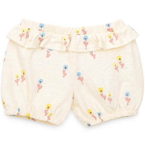 Marks and Spencer Girls Yellow Floral Cotton Cropped Trousers Size 0-3 Months Pullover - 1 Month, Inside Leg 2in