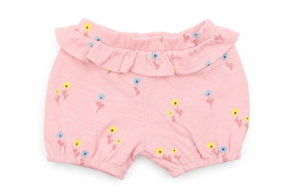 Marks and Spencer Girls Pink Floral Cotton Cropped Trousers Size 0-3 Months Pullover - 1 Month, Inside Leg 2in