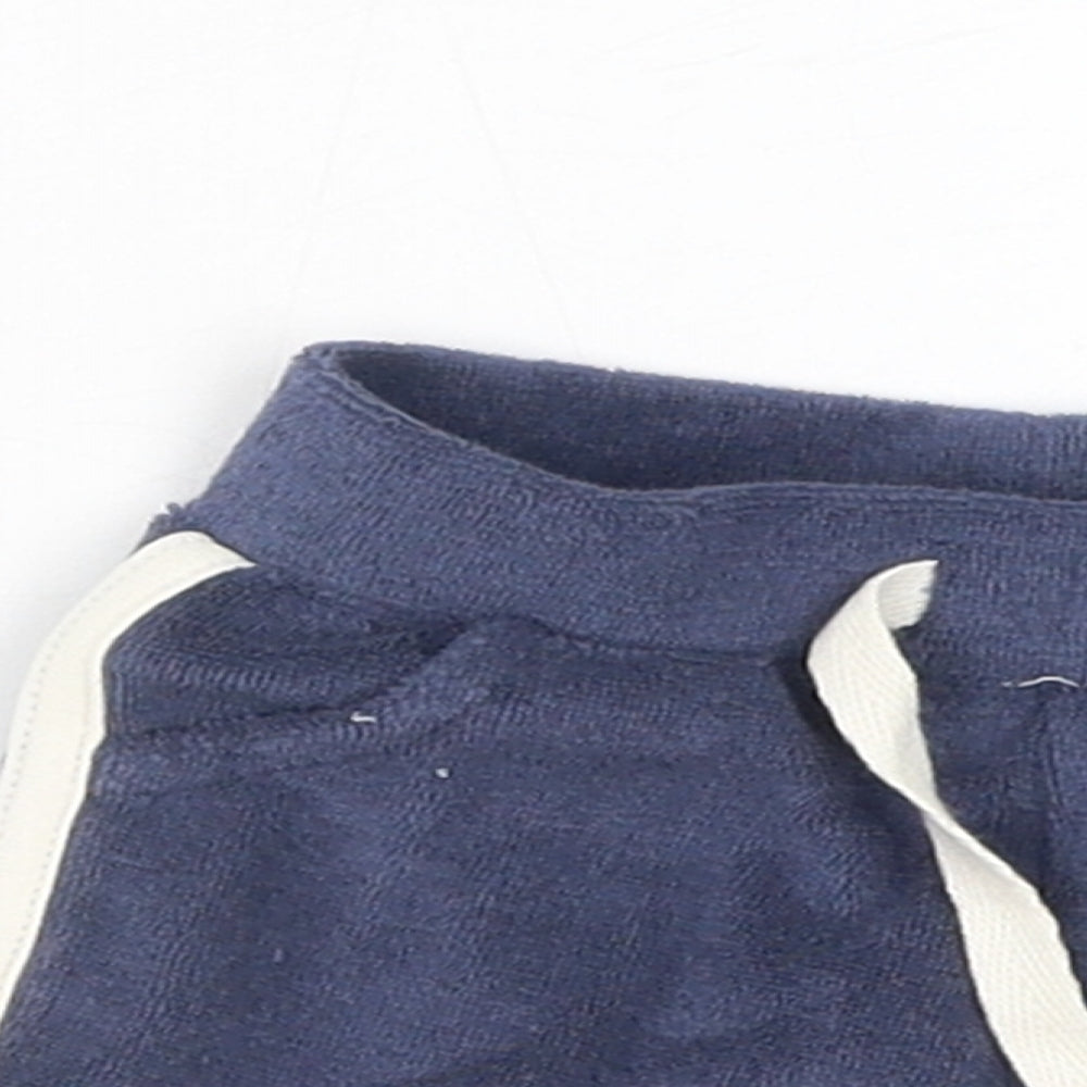 Marks and Spencer Boys Blue Cotton Cropped Trousers Size 0-3 Months Drawstring - Harry Potter, 1 month, Inside Leg 2in