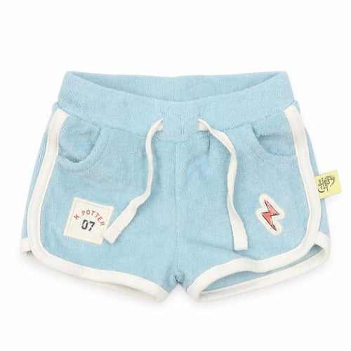Marks and Spencer Boys Blue Cotton Cropped Trousers Size 3-6 Months Drawstring - Inside Leg 2in