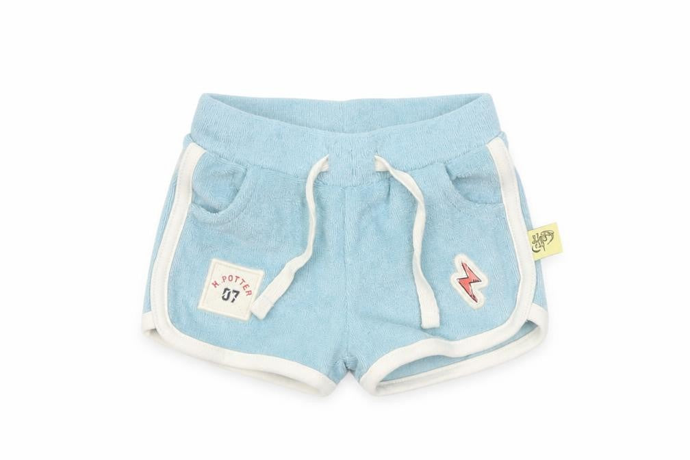 Marks and Spencer Boys Blue Cotton Cropped Trousers Size 3-6 Months Drawstring - Inside Leg 2in
