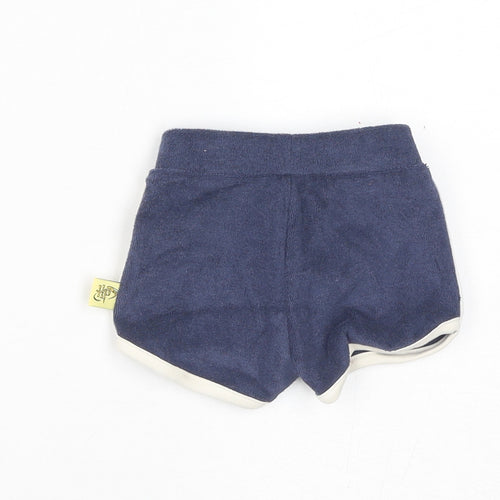 Marks and Spencer Boys Blue Cotton Jogger Trousers Size 3-6 Months Drawstring - Inside Leg 2in