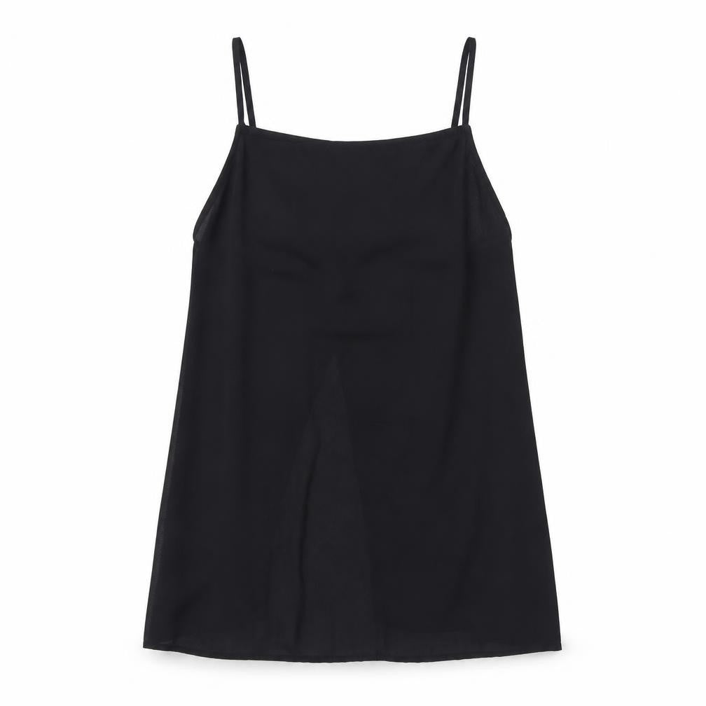 Front view of Monki women’s black polyester camisole tank, size S, square neck