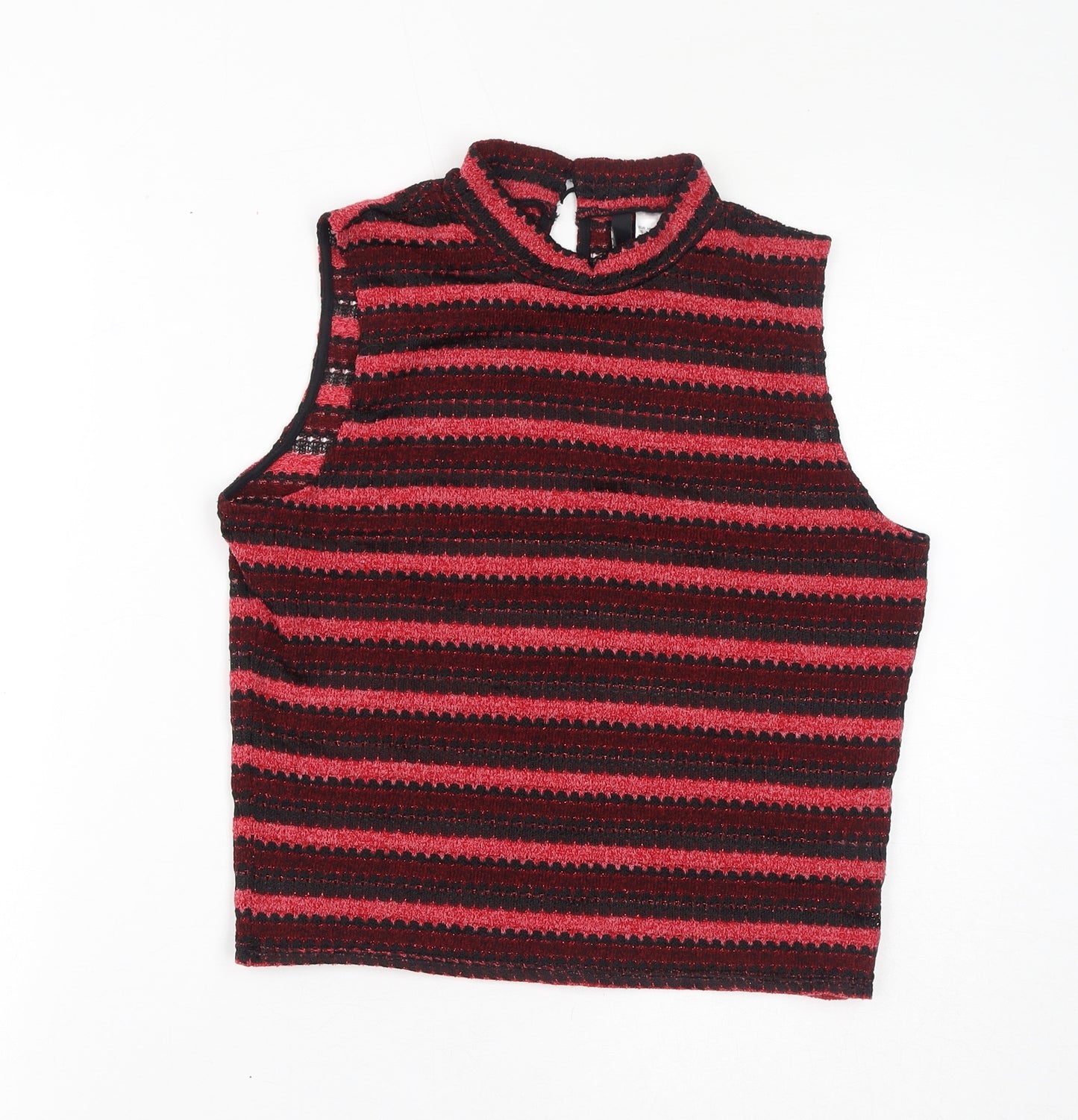 Divided by H&M Womens Red Striped Polyester Basic Tank Size M Mock Neck - Sparkle