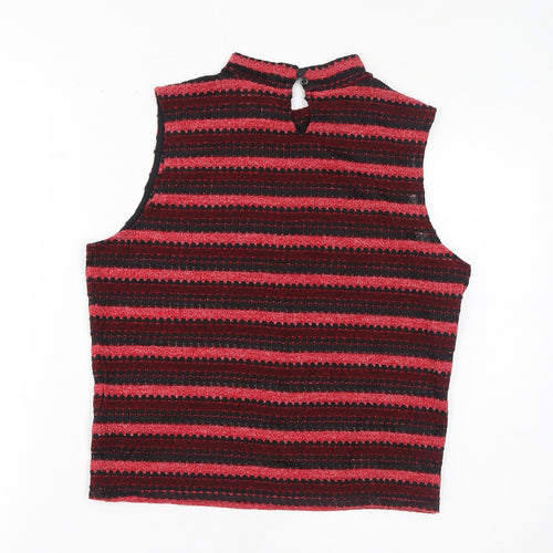 Divided by H&M Womens Red Striped Polyester Basic Tank Size M Mock Neck - Sparkle