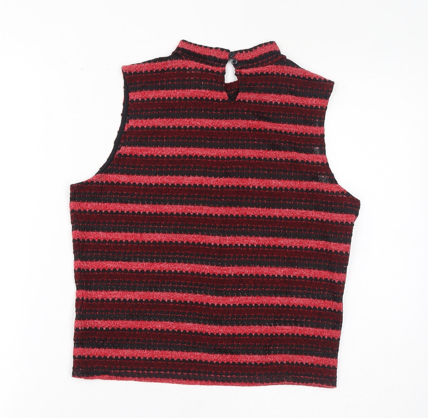 Divided by H&M Womens Red Striped Polyester Basic Tank Size M Mock Neck - Sparkle
