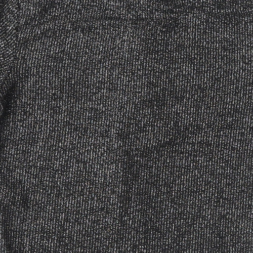 Light before Dark Womens Black Viscose Cropped T-Shirt Size S Round Neck - Sparkle Zip Front
