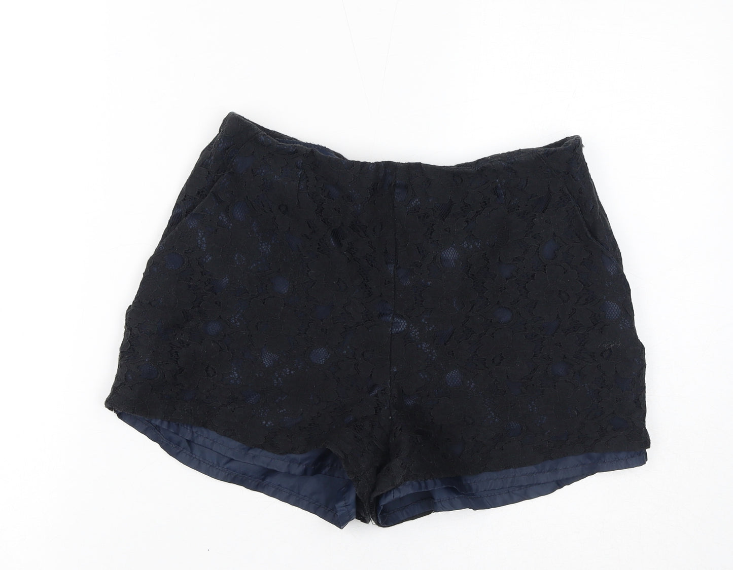 New Look Womens Black Polyester Basic Shorts Size 10 L3 in Regular Zip