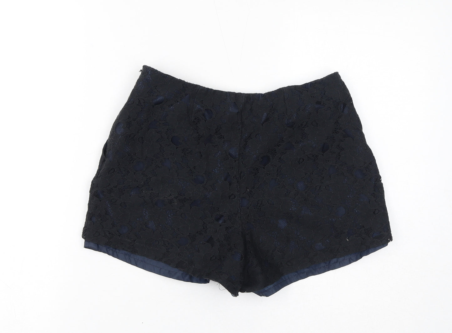 New Look Womens Black Polyester Basic Shorts Size 10 L3 in Regular Zip