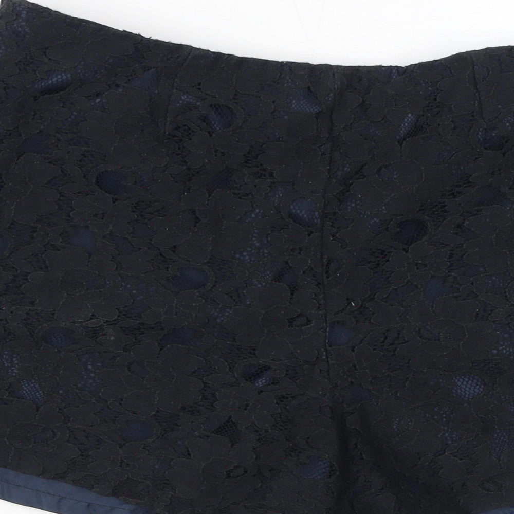 New Look Womens Black Polyester Basic Shorts Size 10 L3 in Regular Zip