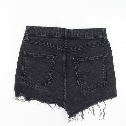 River Island Womens Black Cotton Hot Pants Shorts Size 10 L3 in Regular Zip - Distressed