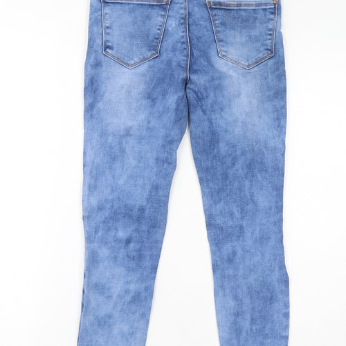 New Look Womens Blue Cotton Skinny Jeans Size 10 L23 in Regular Zip - Acid Wash