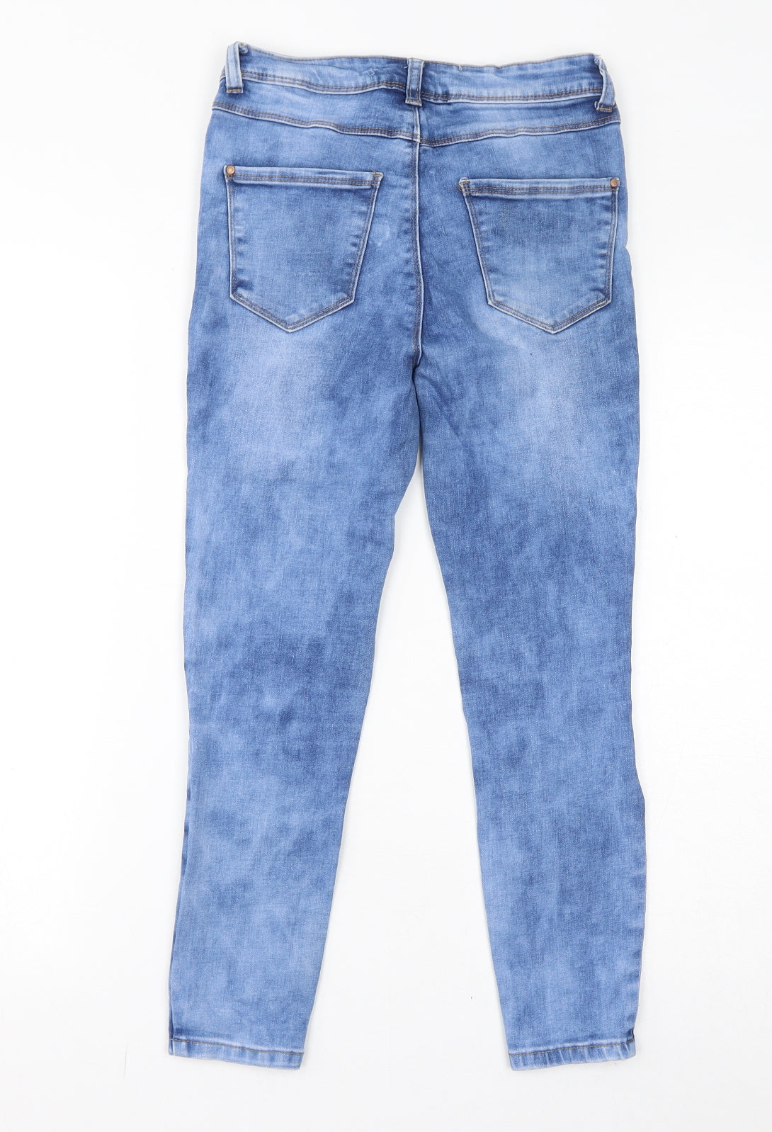 New Look Womens Blue Cotton Skinny Jeans Size 10 L23 in Regular Zip - Acid Wash