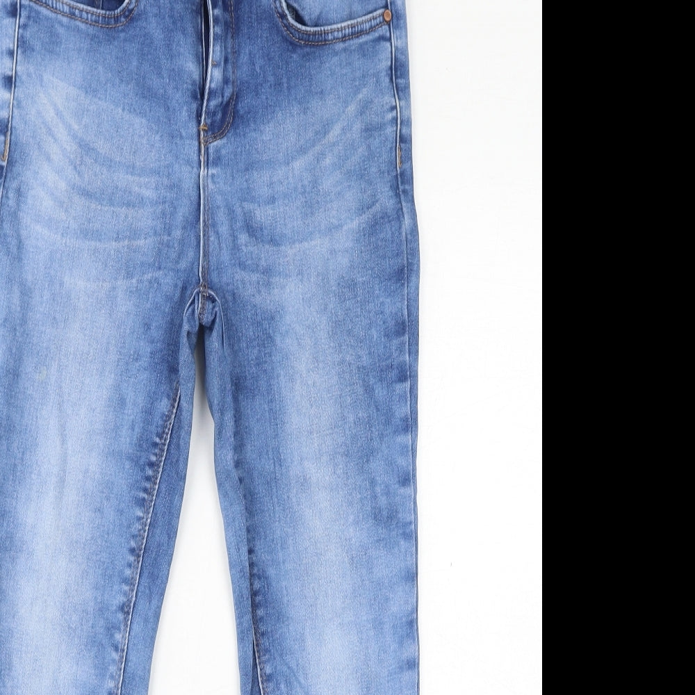 New Look Womens Blue Cotton Skinny Jeans Size 10 L23 in Regular Zip - Acid Wash