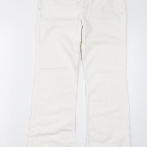 Marks and Spencer Womens White Cotton Bootcut Jeans Size 8 L28 in Regular Zip