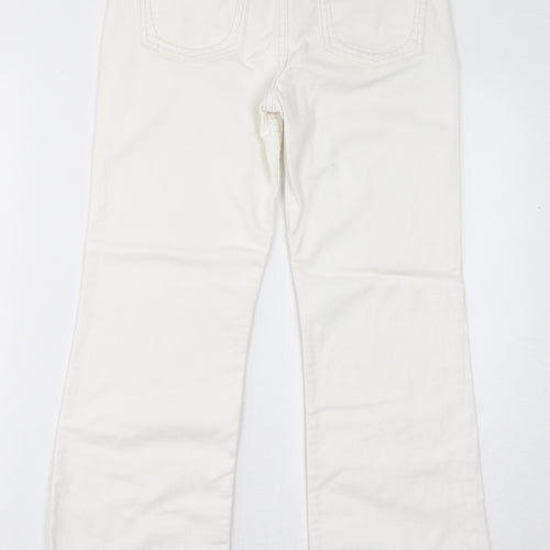Marks and Spencer Womens White Cotton Bootcut Jeans Size 8 L28 in Regular Zip