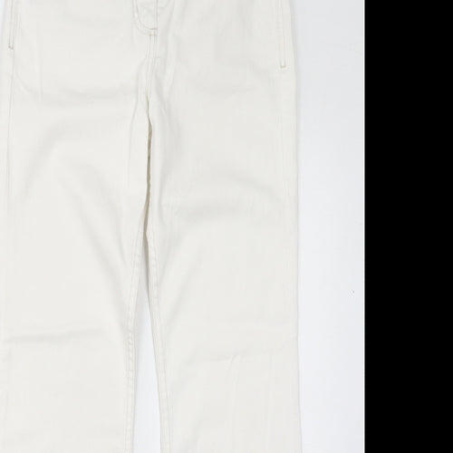 Marks and Spencer Womens White Cotton Bootcut Jeans Size 8 L28 in Regular Zip