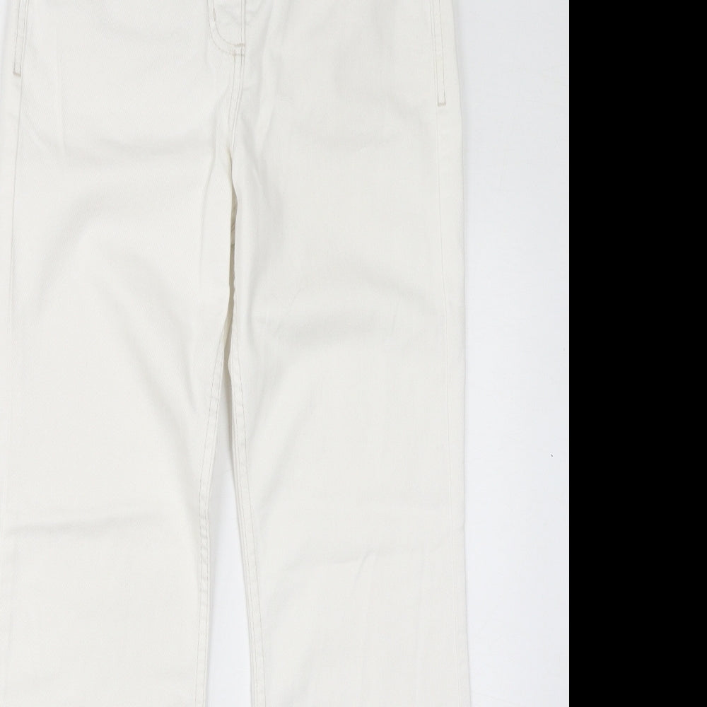 Marks and Spencer Womens White Cotton Bootcut Jeans Size 8 L28 in Regular Zip