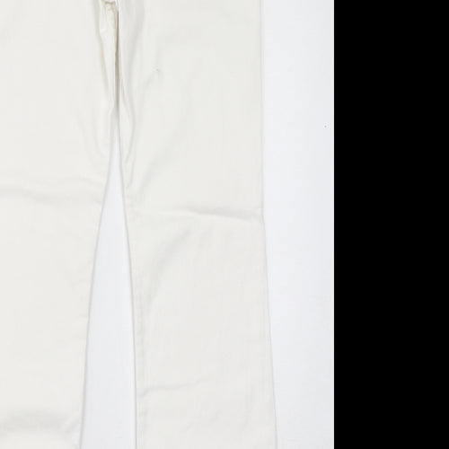 Marks and Spencer Womens White Cotton Bootcut Jeans Size 8 L28 in Regular Zip