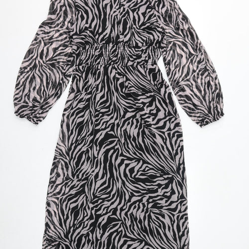 Dorothy Perkins Womens Pink Animal Print Polyester A-Line Size 12 V-Neck Pullover - Zebra