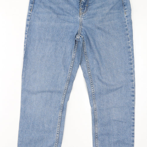 Topshop Womens Blue Cotton Mom Jeans Size 28 in L30 in Regular Zip