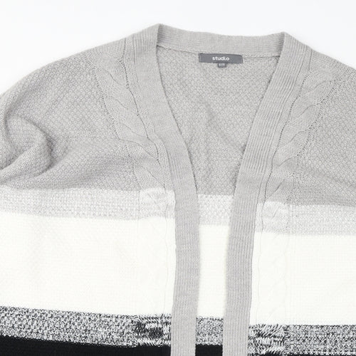 Studio Womens Grey V-Neck Acrylic Cardigan Jumper Size 16 - Colourblock, Size 16-18