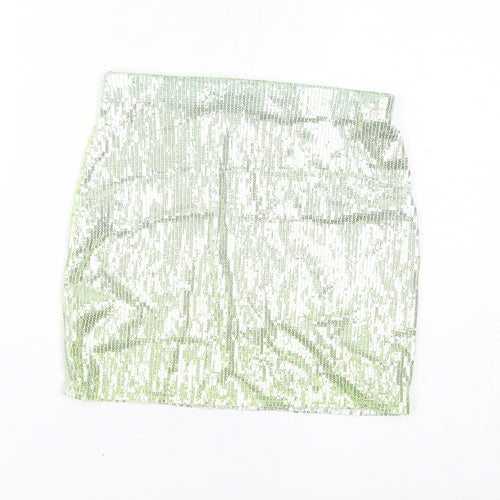 PRETTYLITTLETHING Womens Green Polyester Mini Skirt Size 6 - Sequins, Gradient