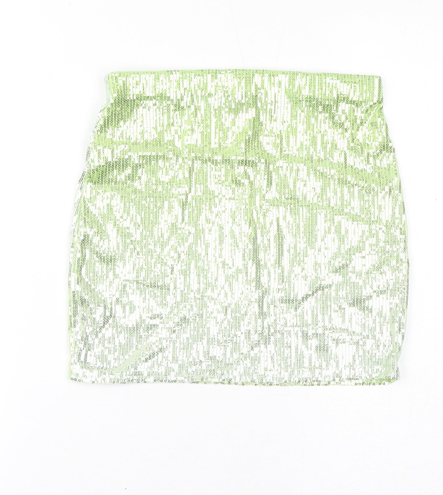 PRETTYLITTLETHING Womens Green Polyester Mini Skirt Size 6 - Sequins, Gradient