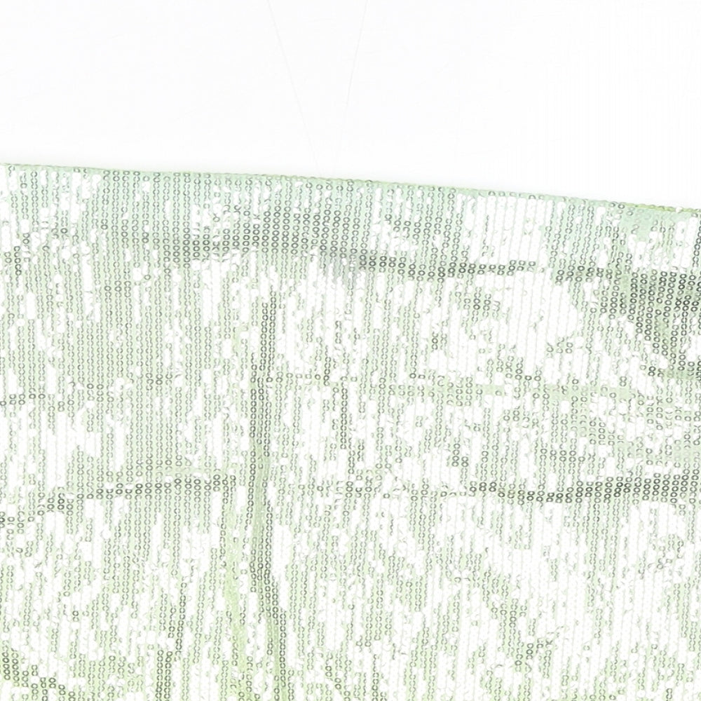 PRETTYLITTLETHING Womens Green Polyester Mini Skirt Size 6 - Sequins, Gradient