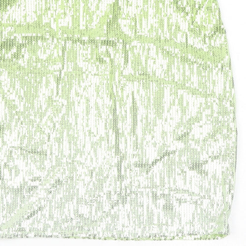 PRETTYLITTLETHING Womens Green Polyester Mini Skirt Size 6 - Sequins, Gradient