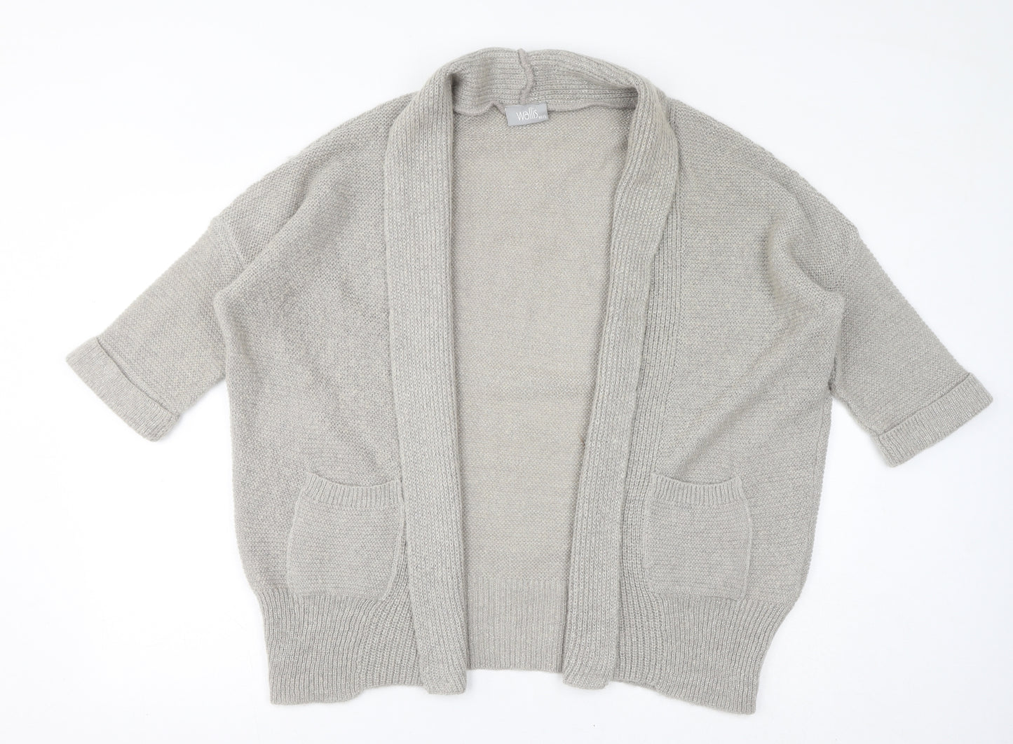 Wallis Womens Beige V-Neck Acrylic Cardigan Jumper Size M - Size M/L, Sparkle