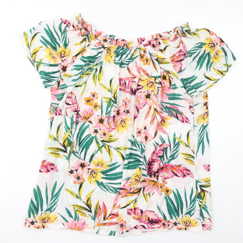 Debenhams Womens Multicoloured Floral Polyester Basic T-Shirt Size 16 Off the Shoulder