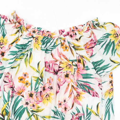 Debenhams Womens Multicoloured Floral Polyester Basic T-Shirt Size 16 Off the Shoulder