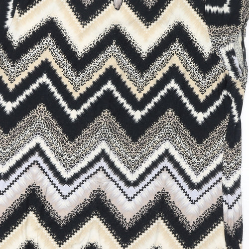 Wallis Womens Brown Geometric Viscose Basic T-Shirt Size 16 Round Neck - Zigzag