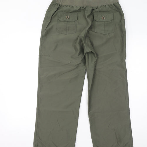 BHS Womens Green Polyester Trousers Size 14 L27 in Regular Zip