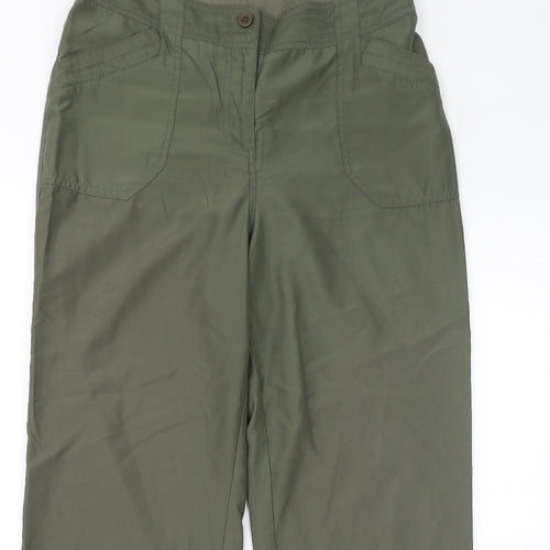 BHS Womens Green Polyester Trousers Size 14 L27 in Regular Zip