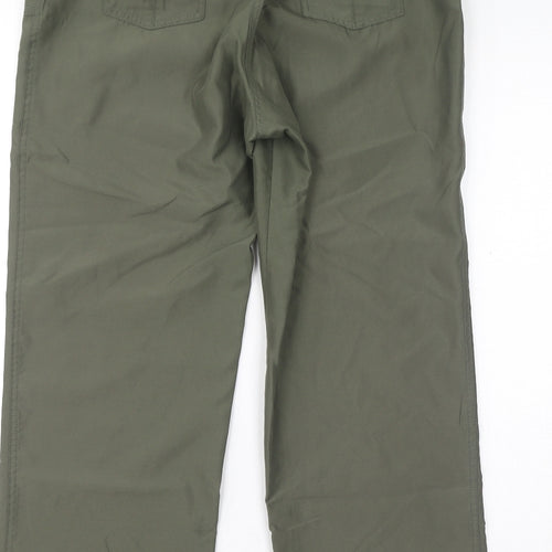 BHS Womens Green Polyester Trousers Size 14 L27 in Regular Zip