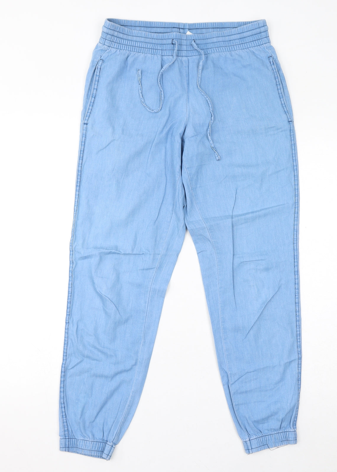 Gap Womens Blue Cotton Trousers Size S L28 in Regular Drawstring