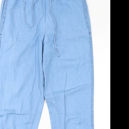 Gap Womens Blue Cotton Trousers Size S L28 in Regular Drawstring