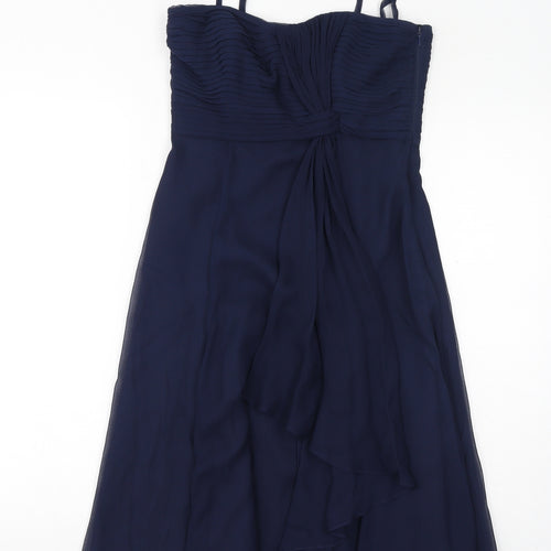 Coast Womens Blue Acetate A-Line Size 10 Round Neck Zip