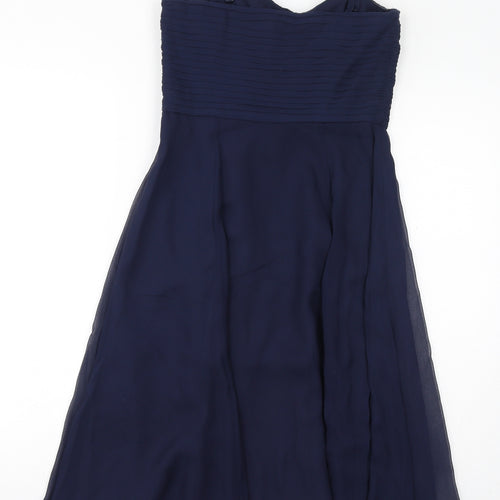 Coast Womens Blue Acetate A-Line Size 10 Round Neck Zip