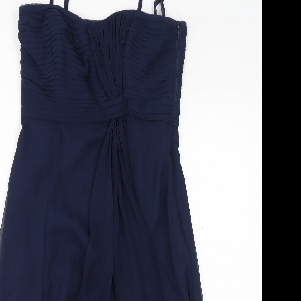 Coast Womens Blue Acetate A-Line Size 10 Round Neck Zip