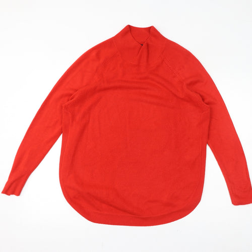 Marks and Spencer Womens Red Mock Neck Acrylic Pullover Jumper Size M