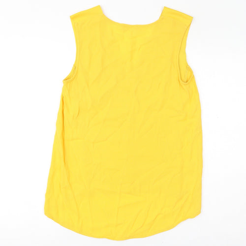 Marks and Spencer Womens Yellow Polyester Basic Tank Size M V-Neck