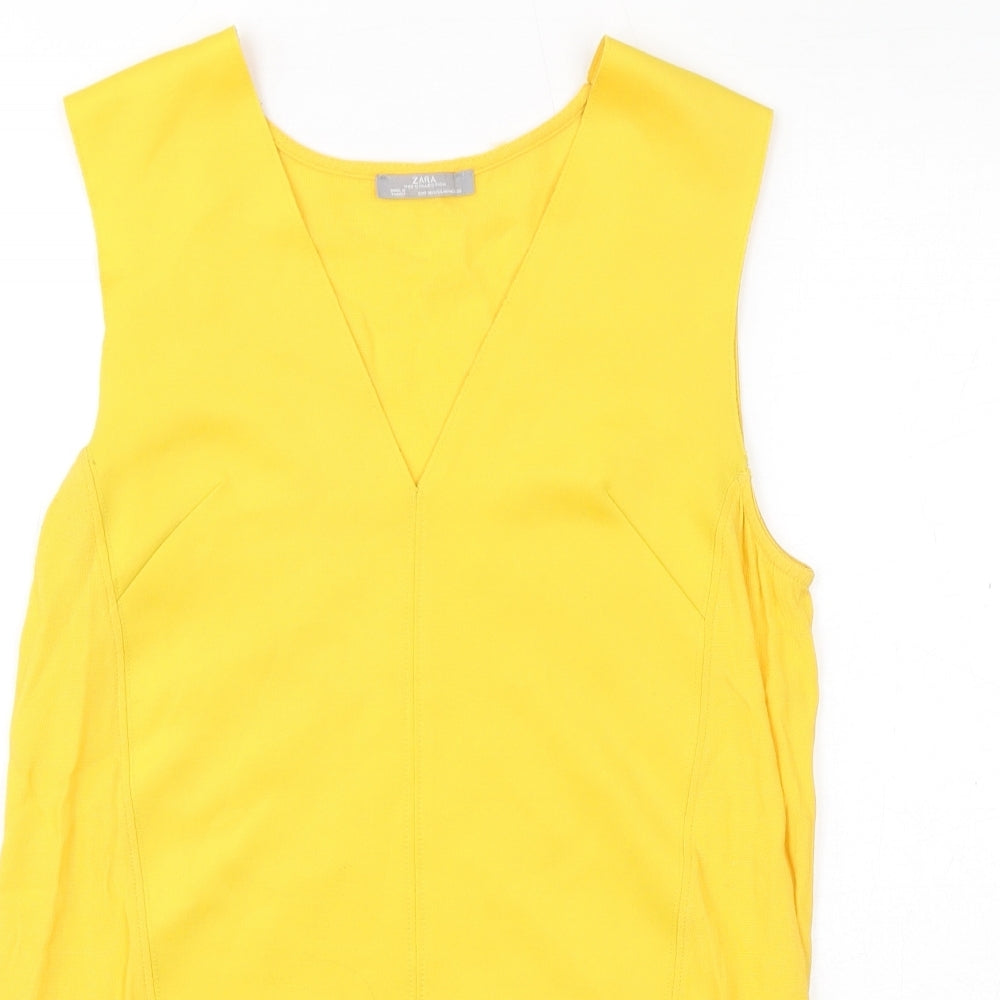 Marks and Spencer Womens Yellow Polyester Basic Tank Size M V-Neck