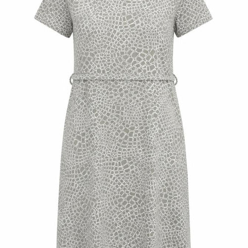 Poppy Womens Grey Geometric Polyester T-Shirt Dress Size L Round Neck Pullover
